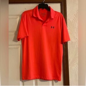 Under Armour:Men polo/golf bright orange collared buttondown short sleeves shirt